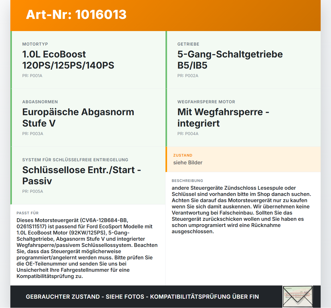 Ford EcoSport 12-22 1,0 92KW Steuergerät ECU für Motor Motorsteuergerät Ford EcoSport 12-22 14.10.2014... Vorschau 3