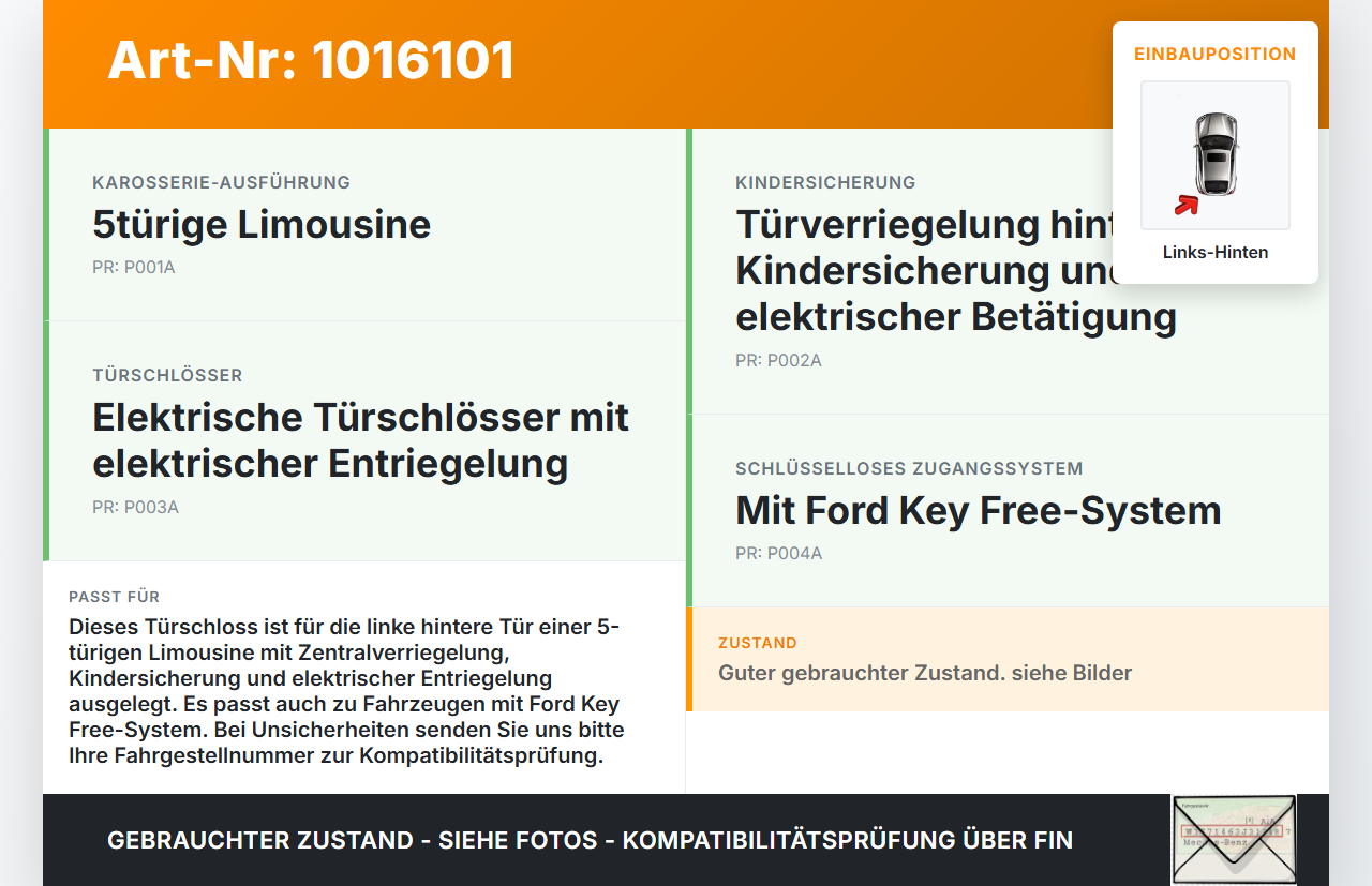 Ford Mondeo IV 4 07-15 Türschloss m. ZV Stellmotor Links Hinten mit Kindersicherung Ford Mondeo IV 4 07-15... Vorschau 3