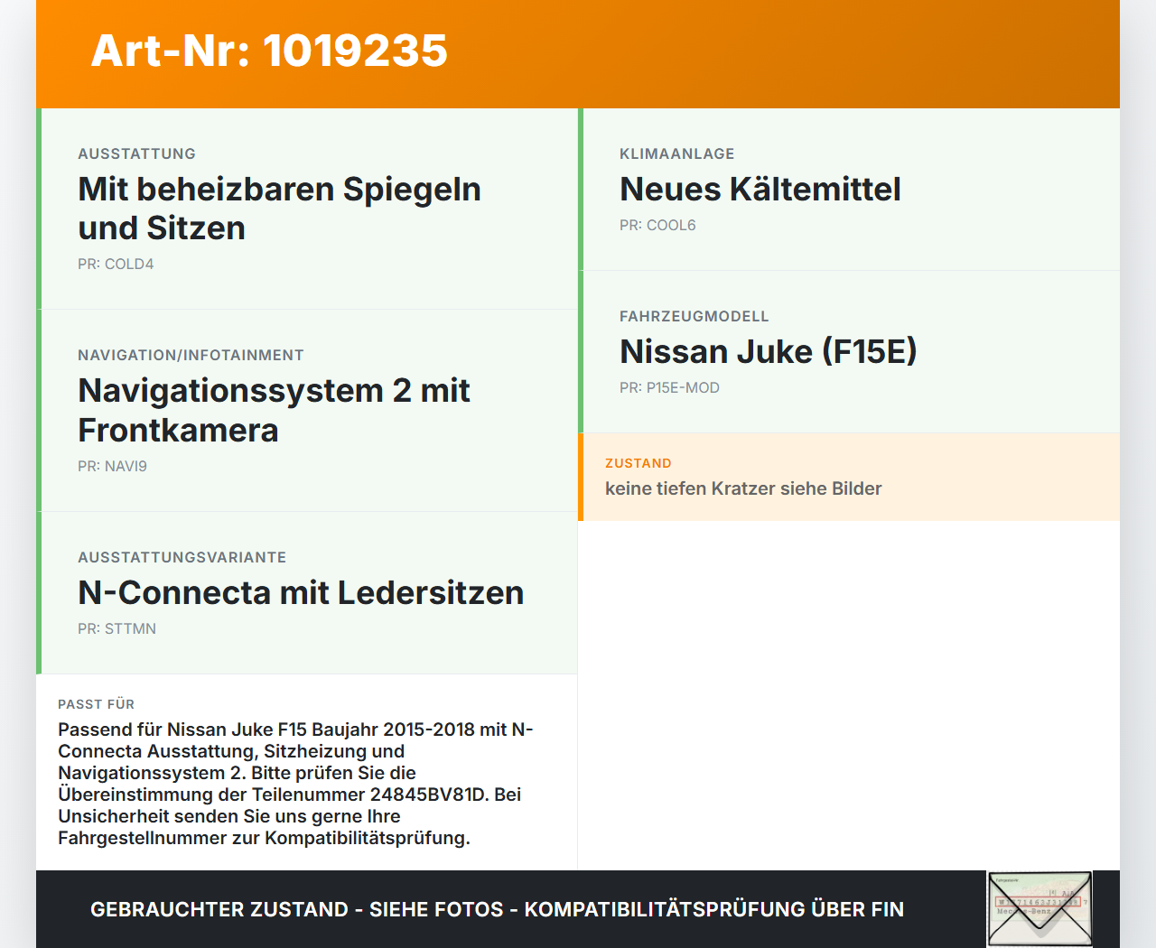 Nissan Juke F15 15-18 Bedienteil Bedienelement Heizung Klimabedienteil Nissan Juke F15 15-18 01.01.2017 24845BV81D... Vorschau 3