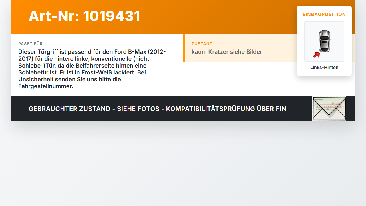 Ford B-Max 12-17 Türgriff Griff aussen Links Hinten DC Ford B-Max 12-17 21.03.2013 AM51R22601 gebraucht Vorschau 3