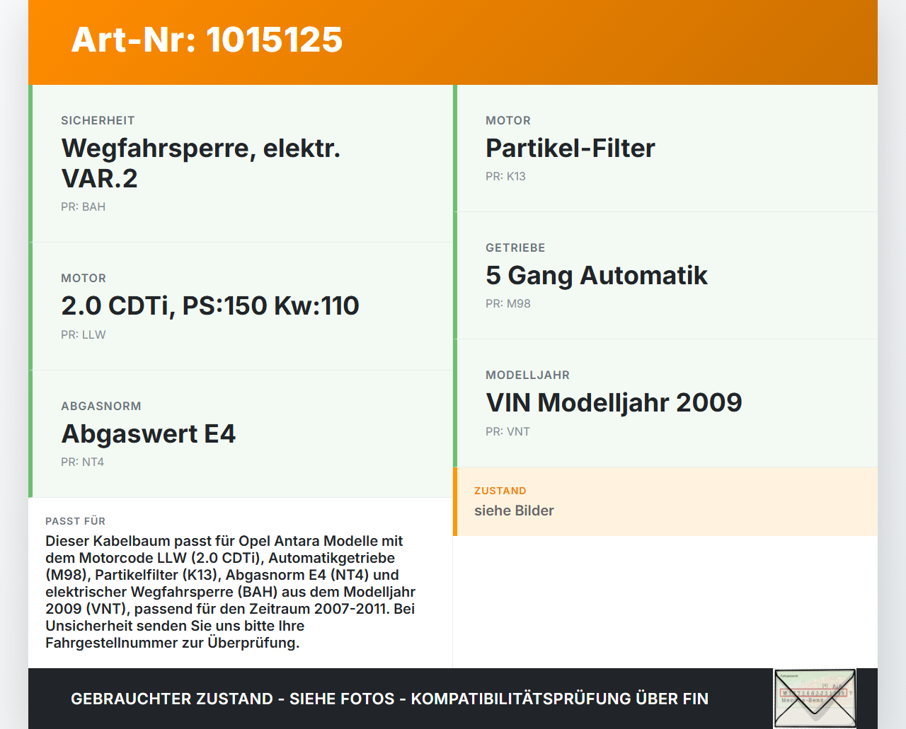 Opel Antara 07-11 Kabelbaum für Motor Zündung Opel Antara 07-11 17.02.2010 gebraucht Vorschau 3