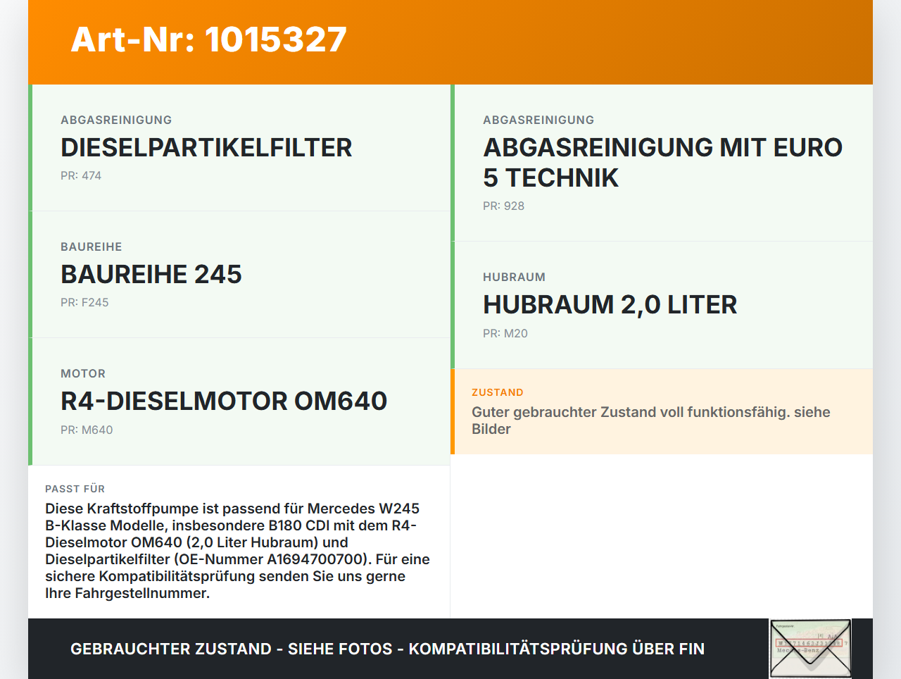 Mercedes W245 B180 08-11 CDI 2,0 80KW Kraftstoffpumpe Kraftstoff Förderpumpe Tankgeber Mercedes W245 B180 08-11... Vorschau 3