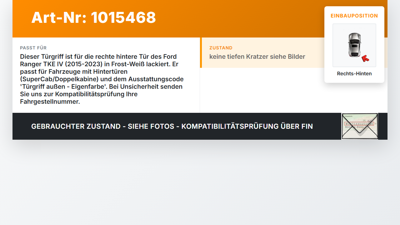 Ford Ranger TKE IV 15-23 Türgriff Griff aussen Rechts Hinten A Ford Ranger TKE IV 15-23 25.11.2021 gebraucht Vorschau 3