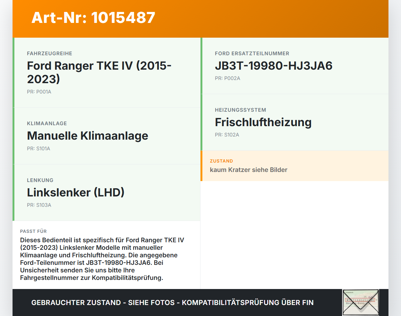 Ford Ranger TKE IV 15-23 Bedienteil Bedienelement Heizung Klimabedienteil Ford Ranger TKE IV 15-23 25.11.2021... Vorschau 3