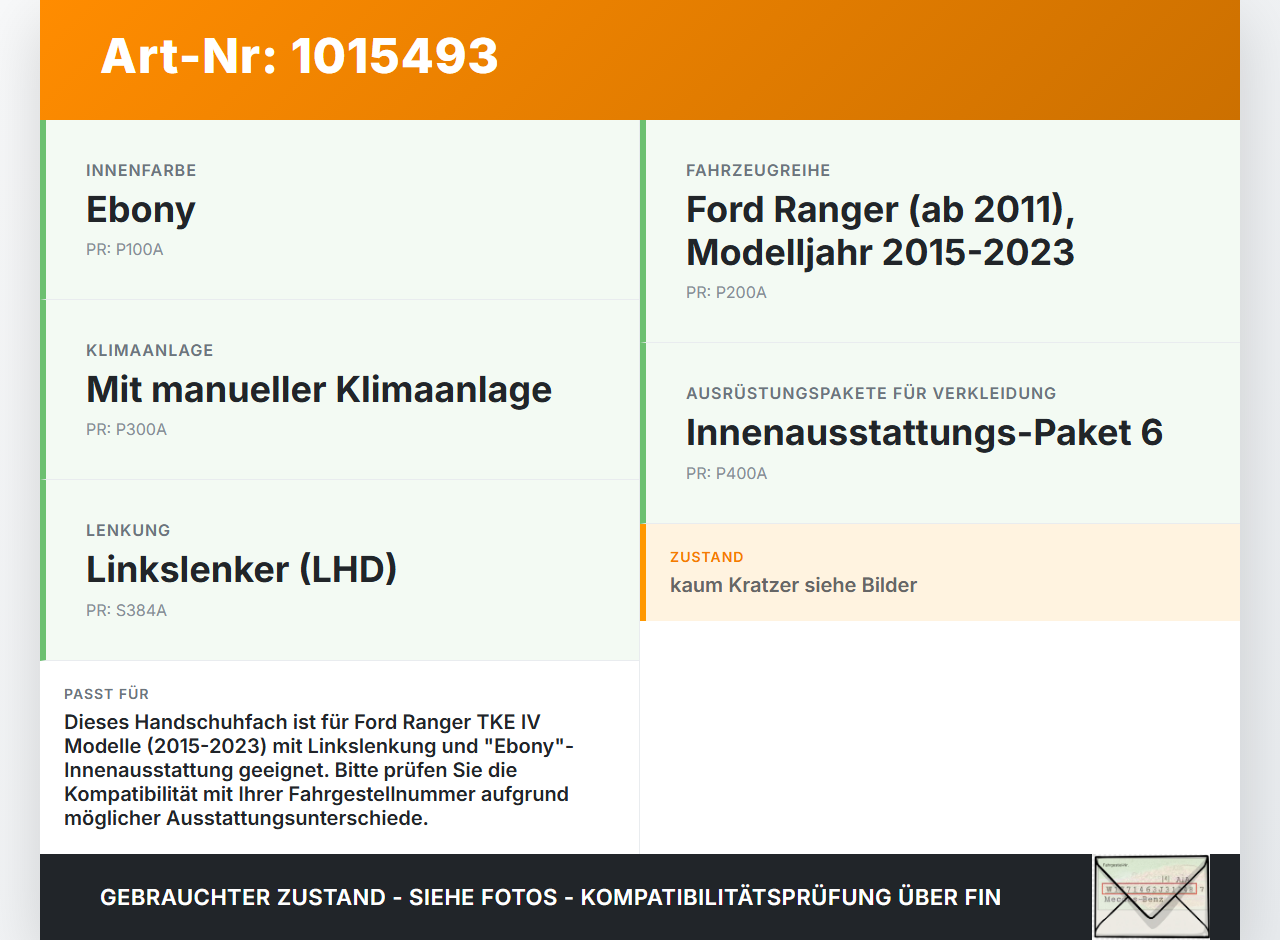 Ford Ranger TKE IV 15-23 Handschuhfach Handschuhkasten Ford Ranger TKE IV 15-23 25.11.2021 EB3B-4106010-BH3ZHE... Vorschau 3