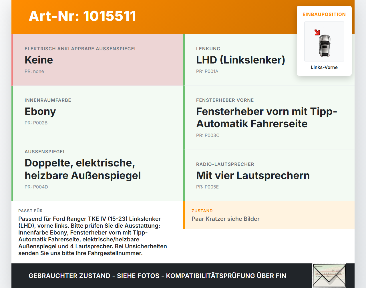 Ford Ranger TKE IV 15-23 Türverkleidung Türpappe Links Vorne Ford Ranger TKE IV 15-23 25.11.2021... Vorschau 3