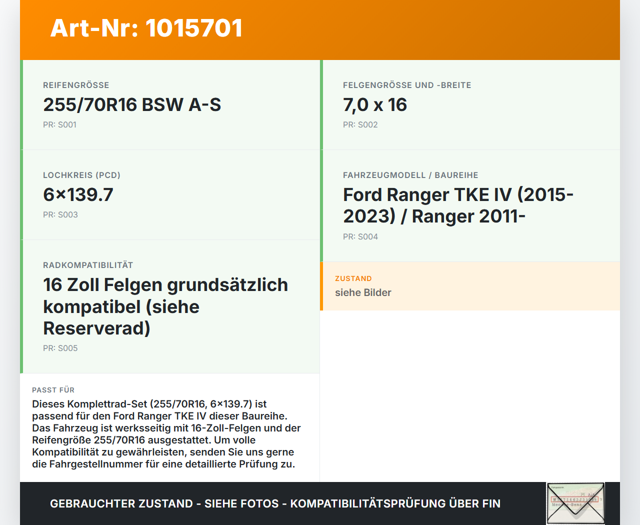 Ford Ranger TKE IV 15-23 4 x Kompletträder Stahlfelge Winterreifen 255/70R16 6X139.7 Ford Ranger TKE IV 15-23... Vorschau 3