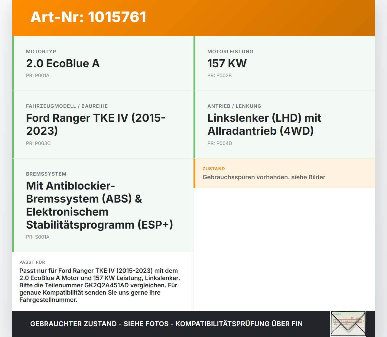 Ford Ranger TKE IV 15-23 2,0D 157KW EcoBlueA Unterdruckpumpe Vakuumpumpe für Bremsanlage Ford Ranger TKE IV 15-23... Vorschau 3
