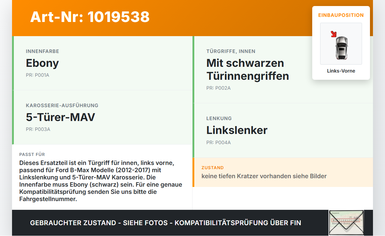 Ford B-Max 12-17 Türgriff Griff Griffmuschel Innen Links Vorne Ford B-Max 12-17 21.03.2013 AV11-R22601-CD3ZHE... Vorschau 3