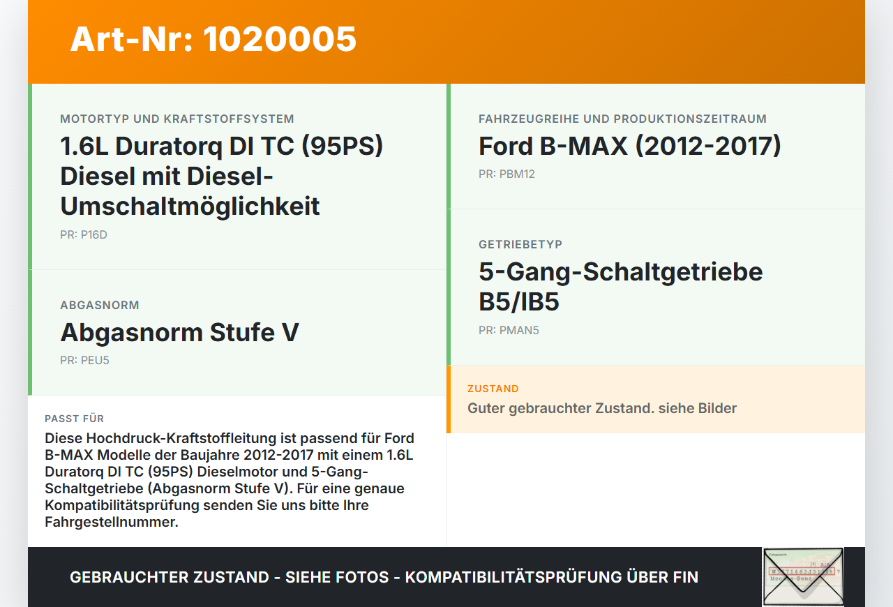 Ford B-Max 12-17 1,6 70KW Hochdruck Leitung Kraftstoffleitung Ford B-Max 12-17 21.03.2013 AV6Q-9A555-AA gebraucht Vorschau 3