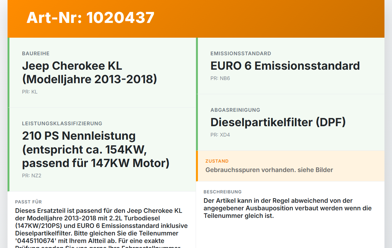 Jeep Cherokee KL 13-18 2,2d 147KW Injektor Einspritzdüse Zyl.4 Jeep Cherokee KL 13-18 01.01.2017 0445110674... Vorschau 3