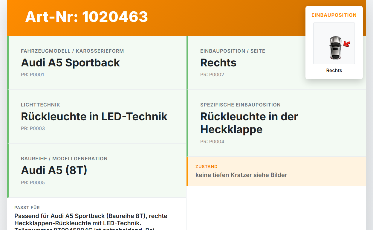 Audi A5 8T 11-16 5T Rückleuchte Heckleuchte Klappe Rechts LED Audi A5 8T 11-16 04.04.2013 8T0945094C gebraucht Vorschau 3