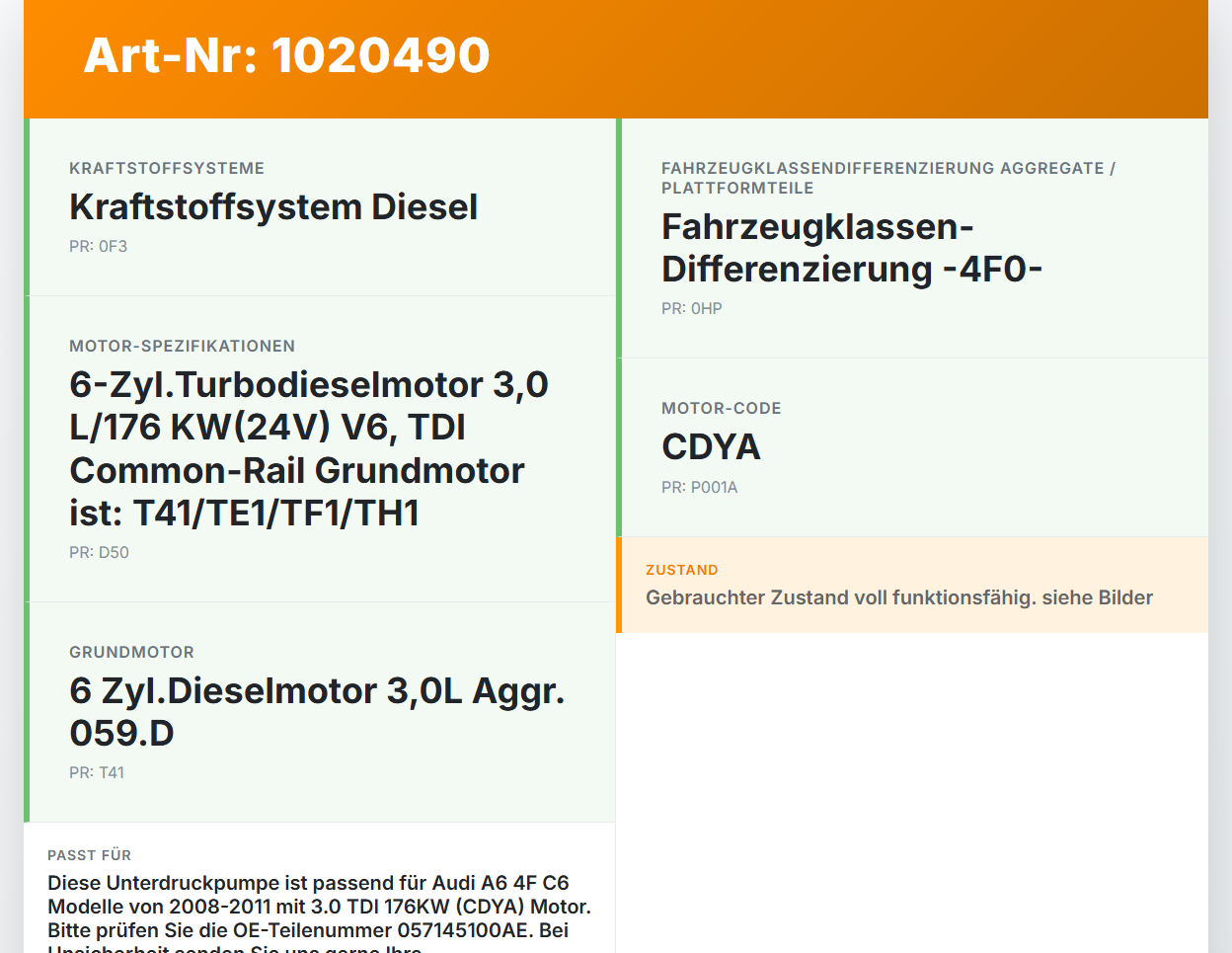 Audi A6 4F C6 08-11 TDI 3,0 176KW CDYA Unterdruckpumpe Vakuumpumpe Audi A6 4F C6 08-11 10.03.2009 059145100J... Vorschau 3