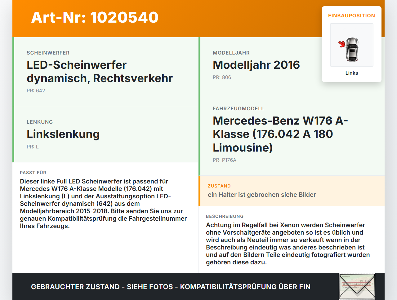 Mercedes W176 A180 15-18 Full LED Scheinwerfer Frontscheinwerfer Links Mercedes W176 A180 15-18 19.10.2016... Vorschau 3