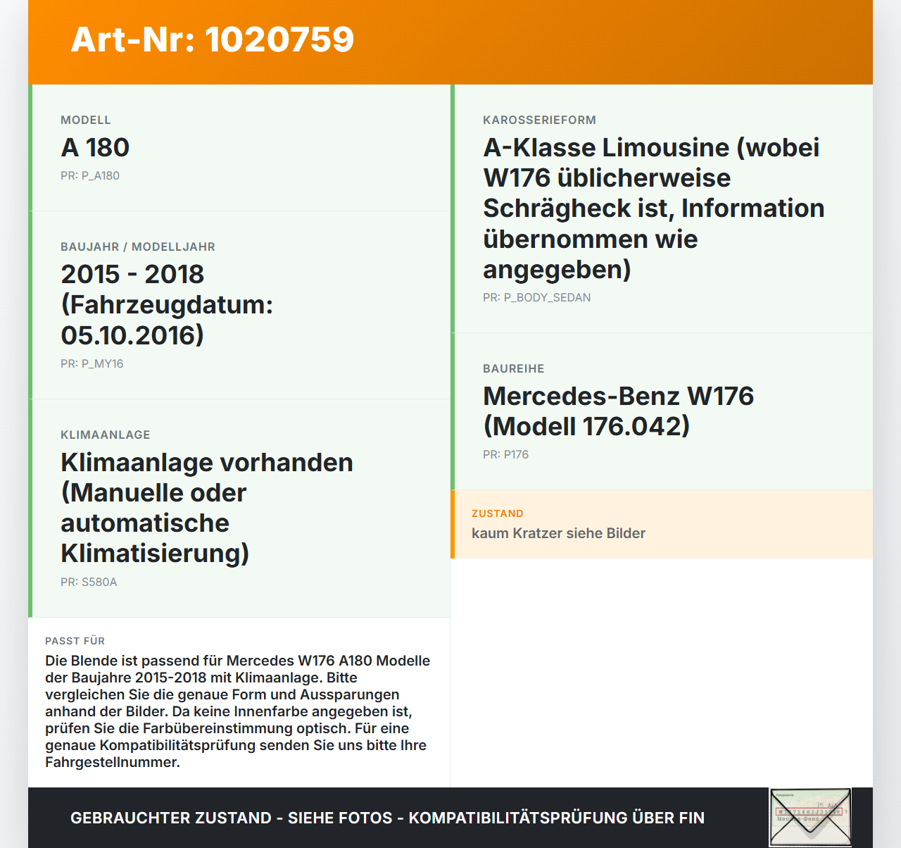 Mercedes W176 A180 15-18 Blende Innen Einbaurahmen Mercedes W176 A180 15-18 19.10.2016 gebraucht Vorschau 3