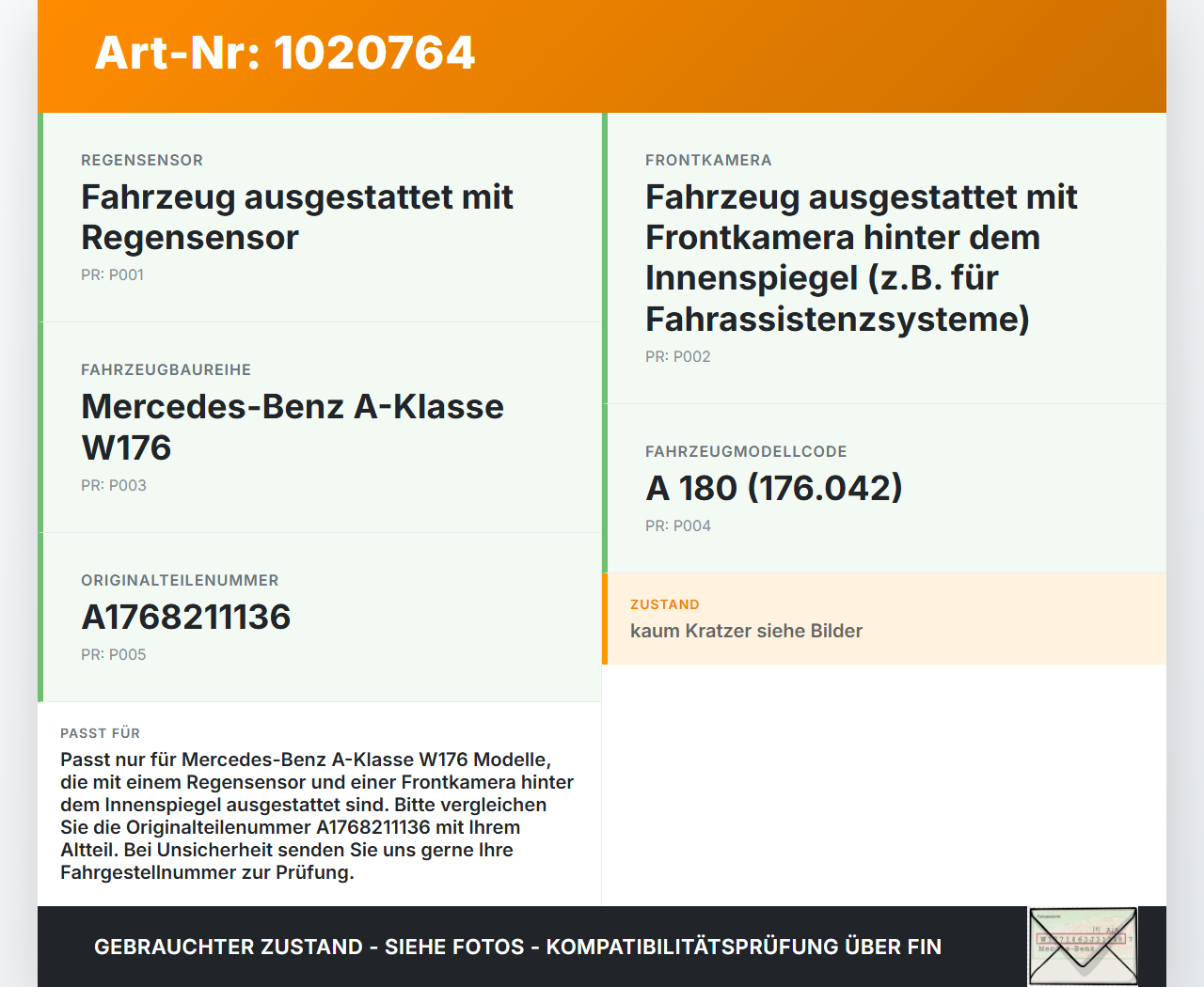 Mercedes W176 A180 15-18 1,6 85KW Abdeckung Verkleidung für Kamera Regensensor Mercedes W176 A180 15-18 19.10.2016... Vorschau 3