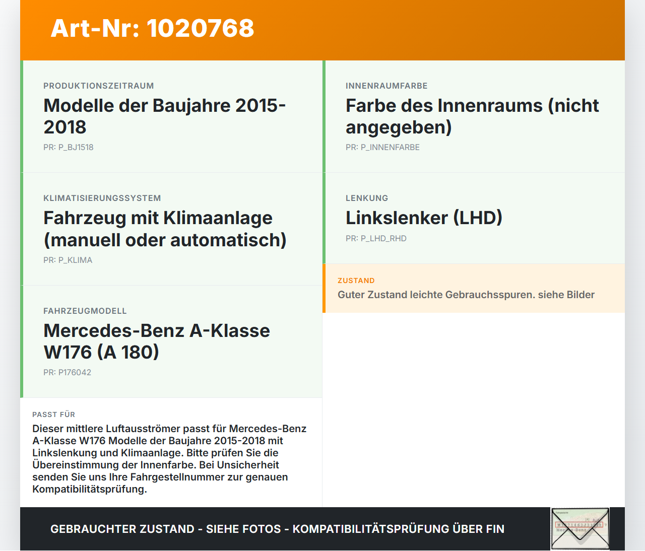 Mercedes W176 A180 15-18 Luftdusche Luftdüse Mitte Mercedes W176 A180 15-18 19.10.2016 gebraucht Vorschau 3