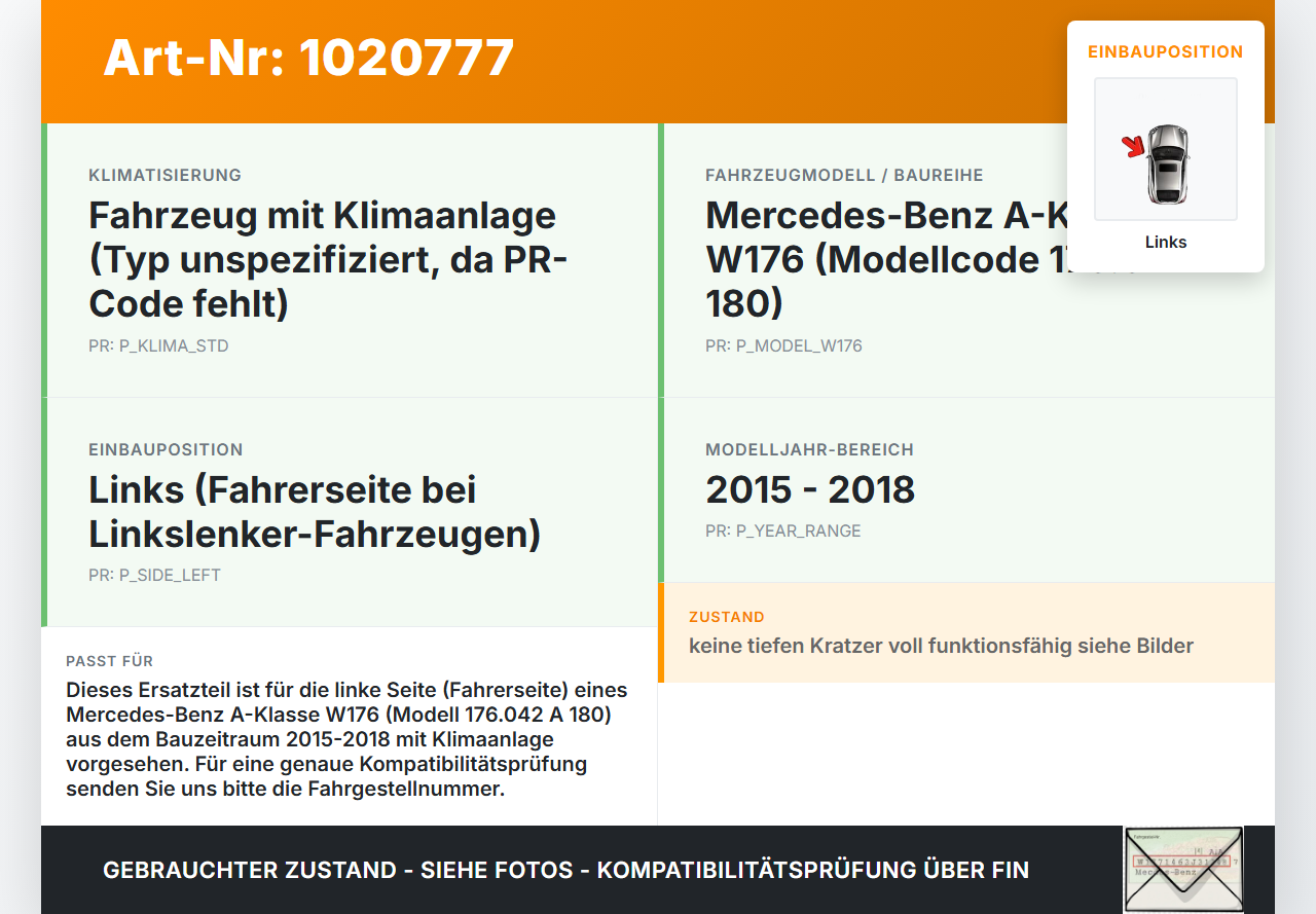 Mercedes W176 A180 15-18 Luftdusche Luftdüse Links Mercedes W176 A180 15-18 19.10.2016 gebraucht Vorschau 3