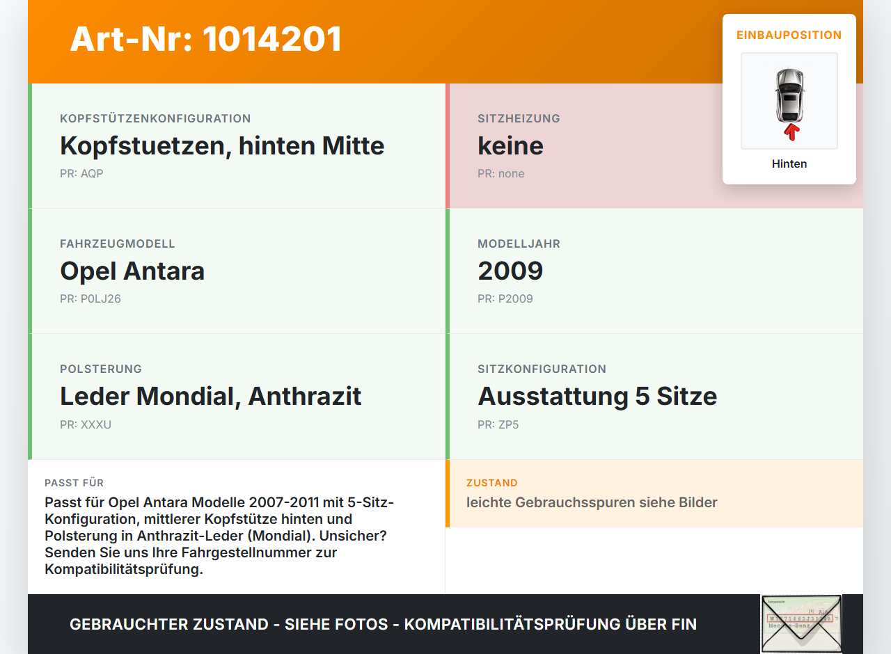 Opel Antara 07-11 Kopfstütze Mitte Hinten Opel Antara 07-11 17.02.2010 gebraucht Vorschau 3