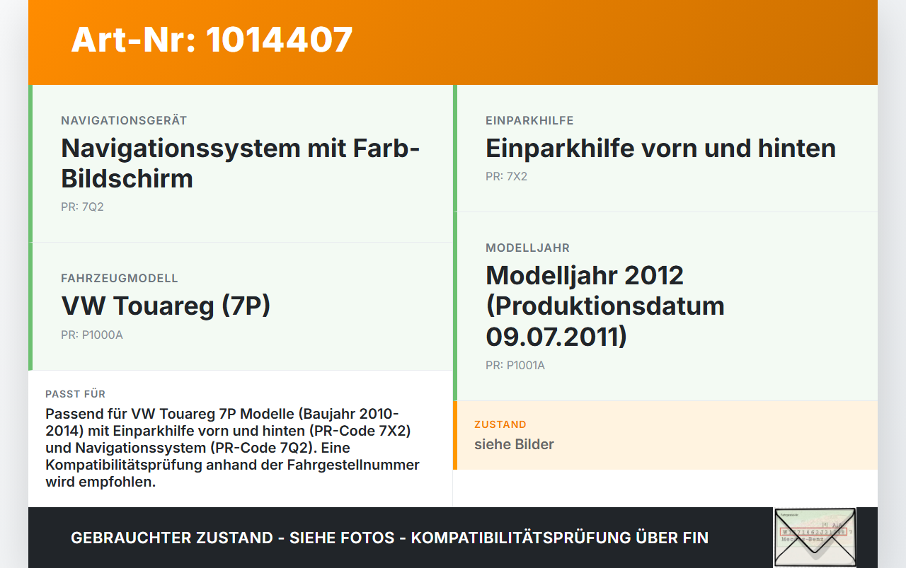 VW Touareg 7P 10-14 Schalter PDC Off VW Touareg 7P 10-14 11.10.2011 7P6927122 gebraucht Vorschau 3