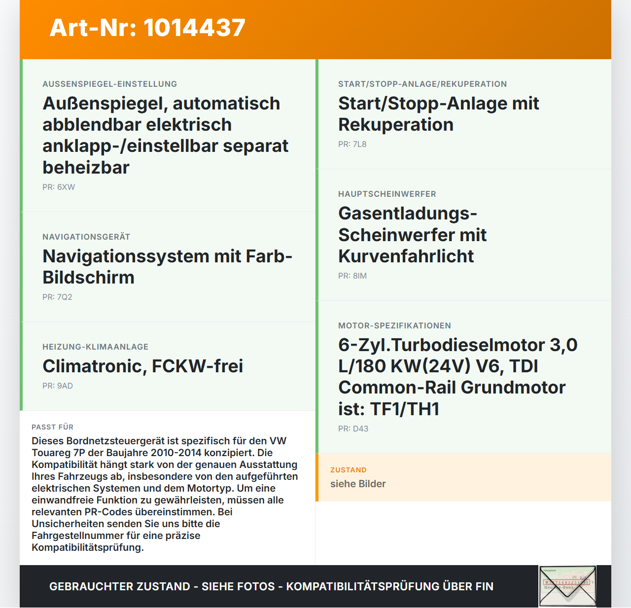VW Touareg 7P 10-14 VW Touareg 7P Steuergerät ECU Modul Bordnetzsteuergerät VW Touareg 7P 10-14 11.10.2011... Vorschau 3