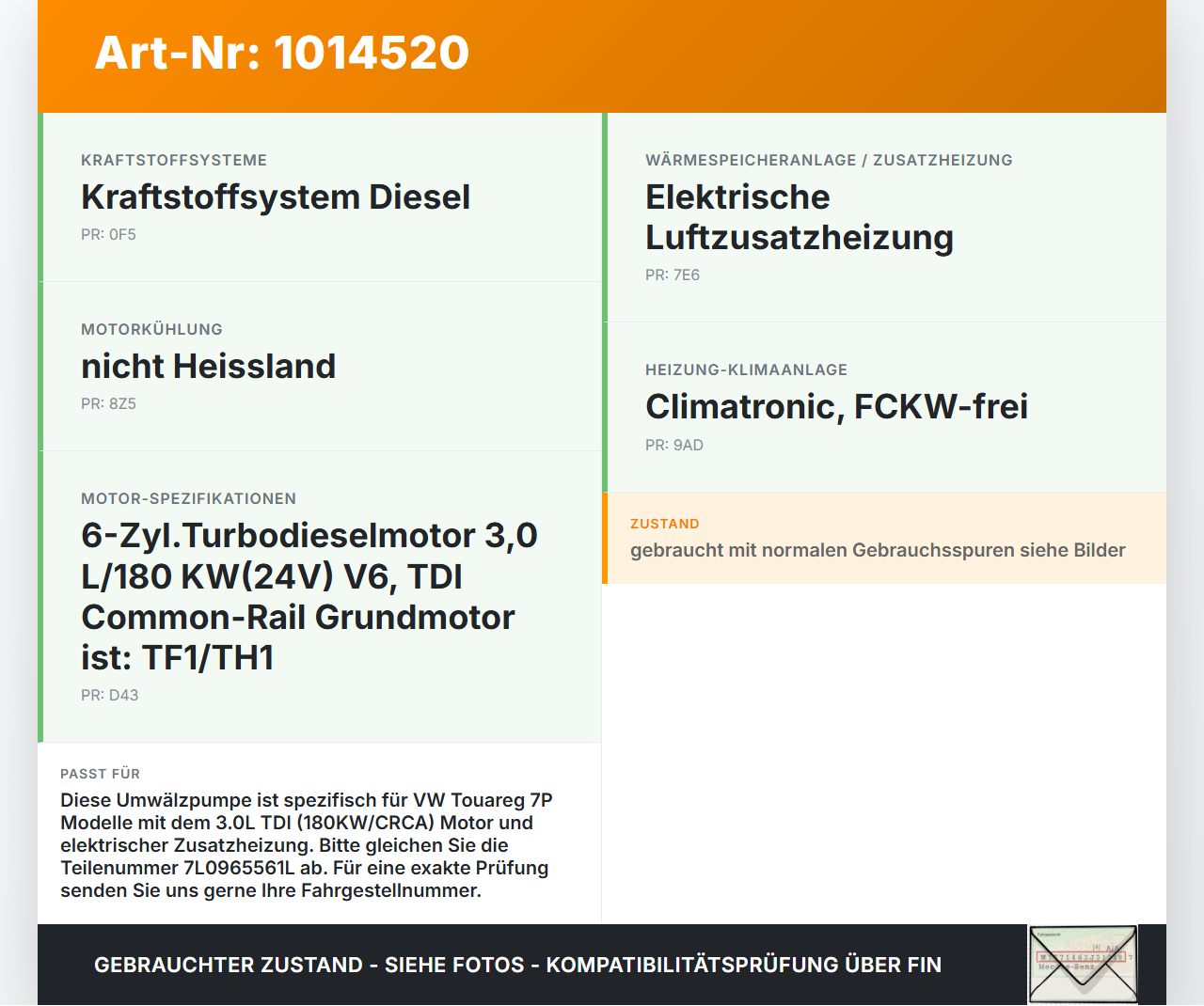 VW Touareg 7P 10-14 3,0 180KW Umwelzpumpe Heizung Pumpe Pos.3 VW Touareg 7P 10-14 11.10.2011 7L0965561L... Vorschau 3