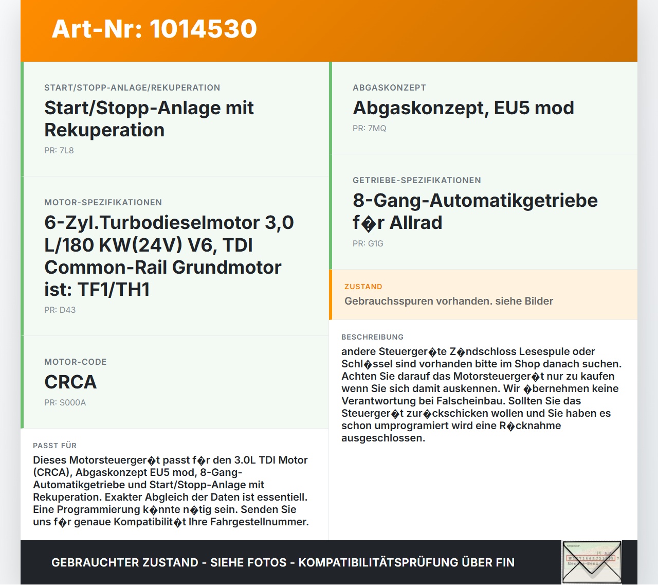 VW Touareg 7P 10-14 3,0 Steuergerät ECU für Motor Motorsteuergerät VW Touareg 7P 10-14 11.10.2011 7P0907401F... Vorschau 3