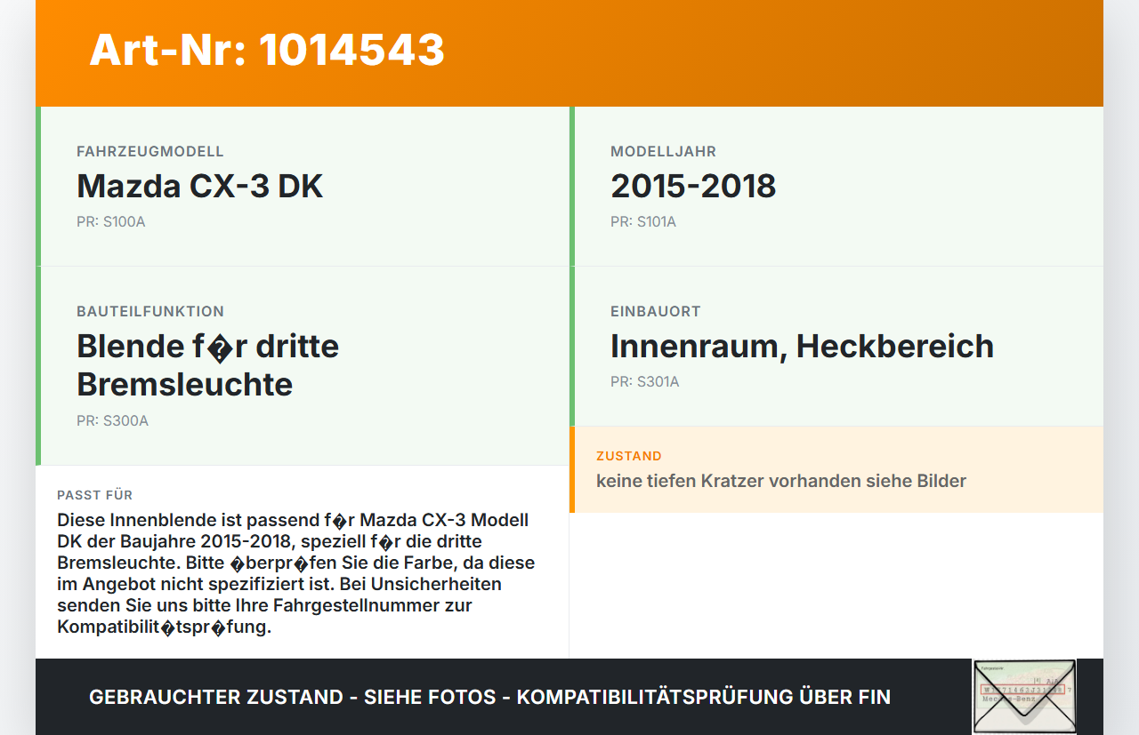 Mazda CX-3 DK 15-18 Blende Innen Auflage Applikation für dritte Bremsleuchte Mazda CX-3 DK 15-18 11.05.2017... Vorschau 3