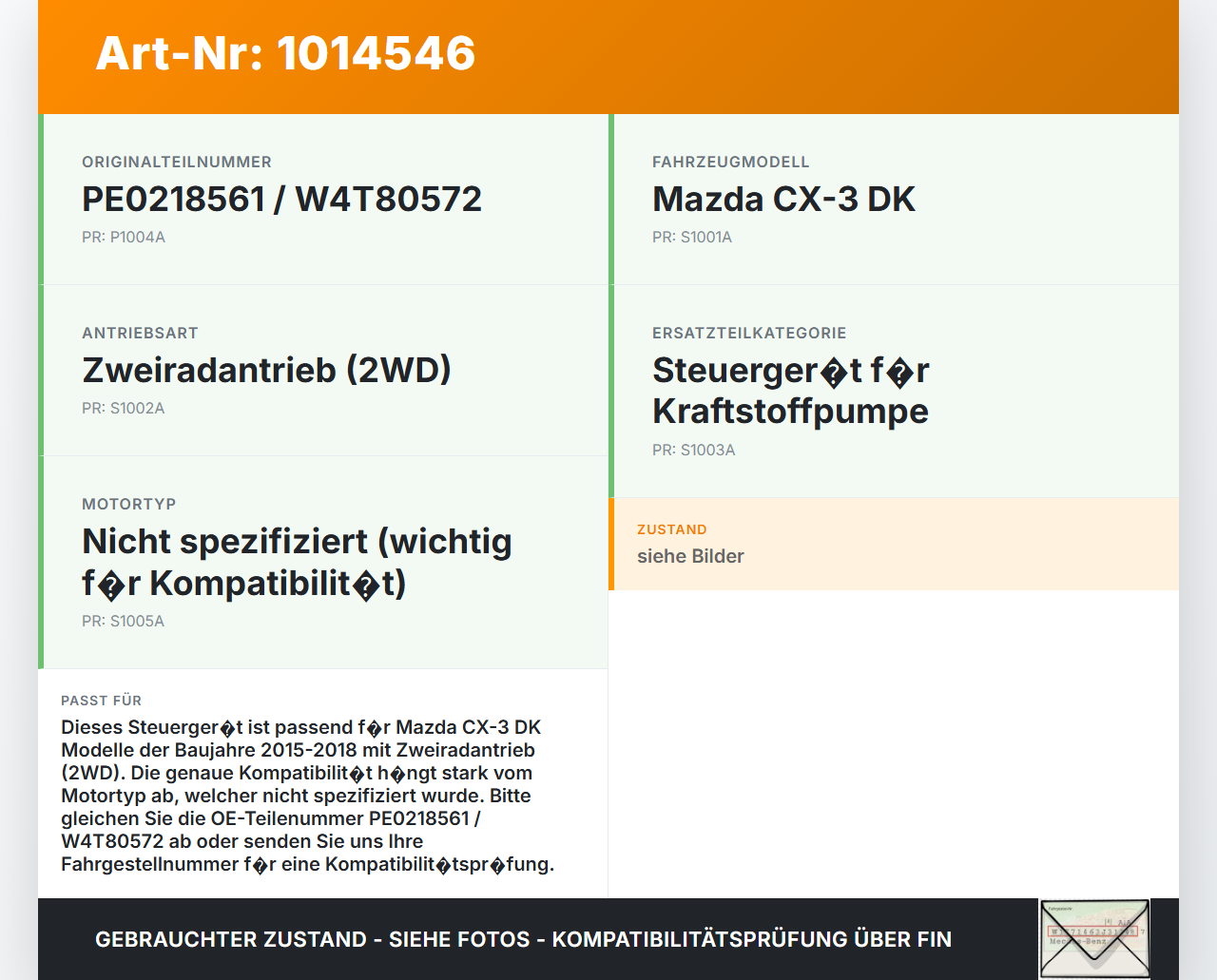Mazda CX-3 DK 15-18 Steuergerät ECU Modul SG für Kraftstoffpumpe Mazda CX-3 DK 15-18 11.05.2017 PE0218561 W4T80572... Vorschau 3