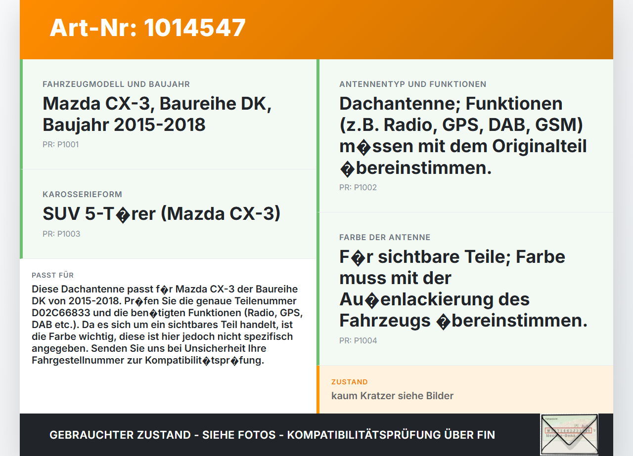 Mazda CX-3 DK 15-18 Antenne Dachantenne Mazda CX-3 DK 15-18 11.05.2017 D02C66833 gebraucht Vorschau 3