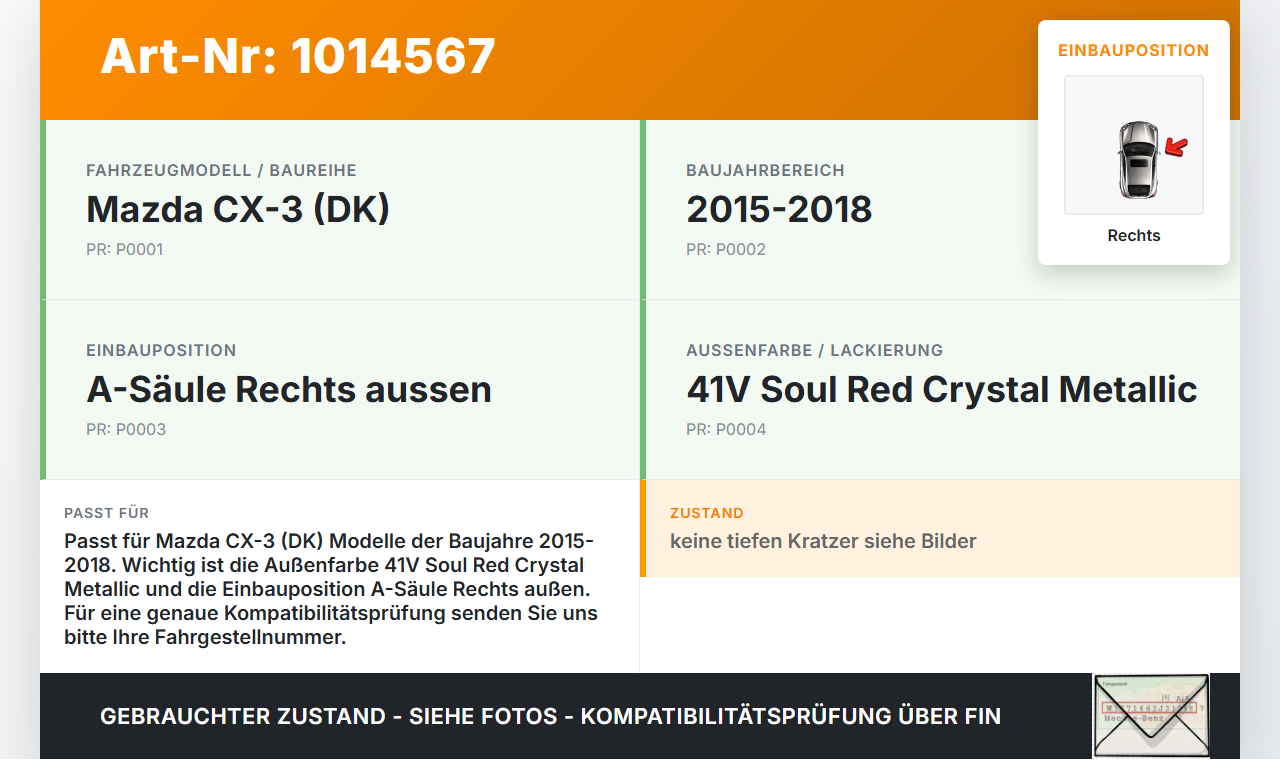 Mazda CX-3 DK 15-18 Verkleidung für A-Säule Rechts aussen 41V Mazda CX-3 DK 15-18 11.05.2017 D10E-50-M20 gebraucht Vorschau 3
