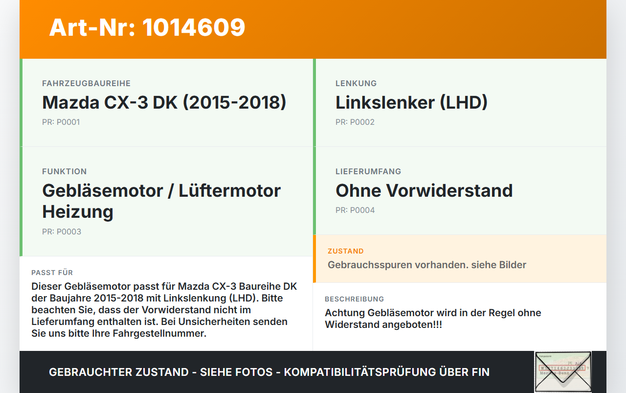 Mazda CX-3 DK 15-18 Gebläsemotor Lüftermotor Heizungsgebläse Mazda CX-3 DK 15-18 11.05.2017 HB111KR22-00... Vorschau 3