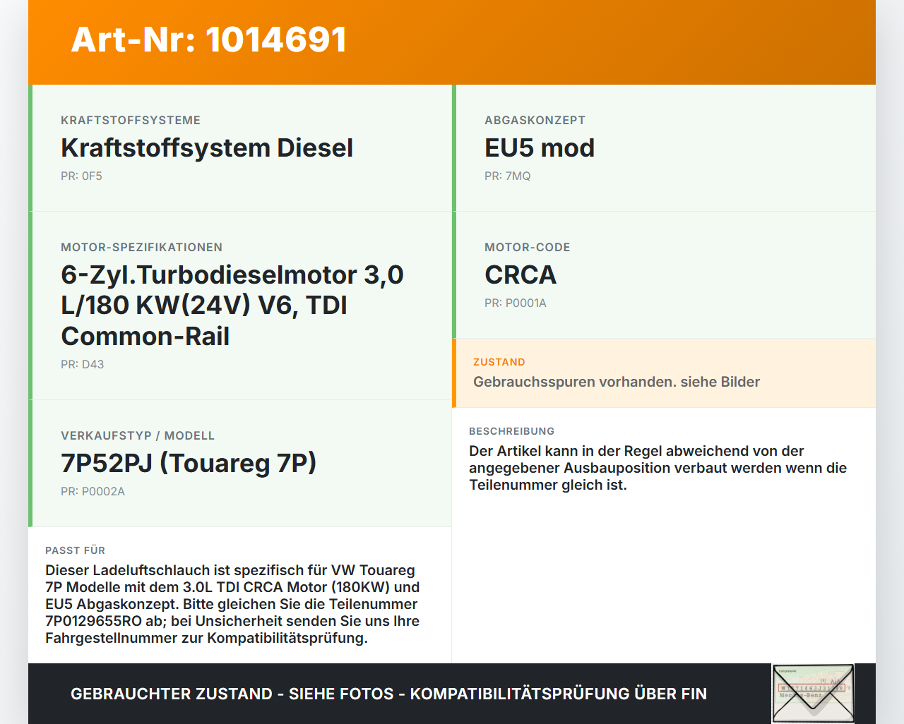 VW Touareg 7P 10-14 3,0 180KW Ansaugrohr Ladeluftschlauch Luftschlauch Pos.1 VW Touareg 7P 10-14 11.10.2011... Vorschau 3