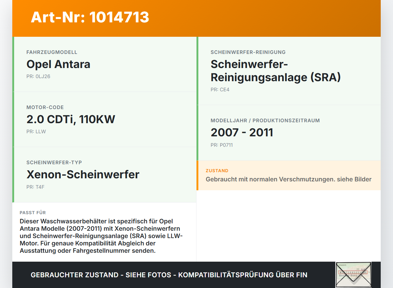 Opel Antara 07-11 20 110KW Xenon Waschwasserbehälter Wasserbehälter Wischwasserbehälter Opel Antara 07-11... Vorschau 3