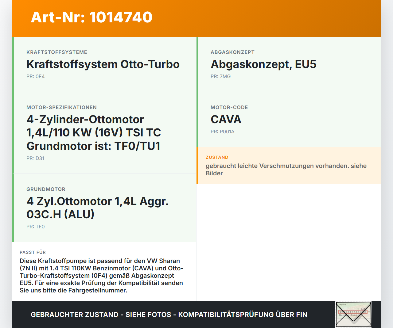VW Sharan 7N II 10-15 TSI 1,4 110KW Kraftstoffpumpe Kraftstoff Förderpumpe Tankgeber VW Sharan 7N II 10-15... Vorschau 3