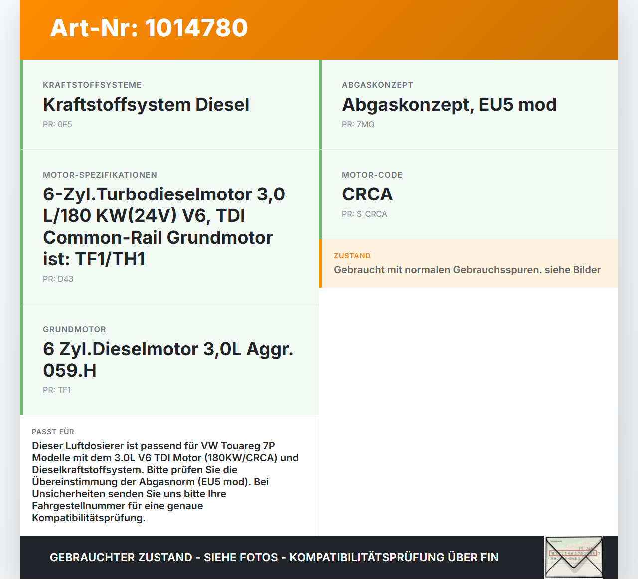 VW Touareg 7P 10-14 3,0 180KW CRCA Drosselklappe VW Touareg 7P 10-14 11.10.2011 059145950AF 70113211 gebraucht Vorschau 3