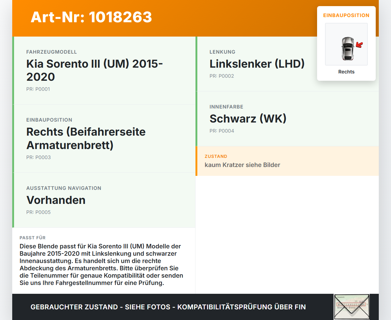 Kia Sorento III UM 15-20 Blende für Armaturenbrett Abdeckung Rechts Kia Sorento III UM 15-20 11.10.2018... Vorschau 3
