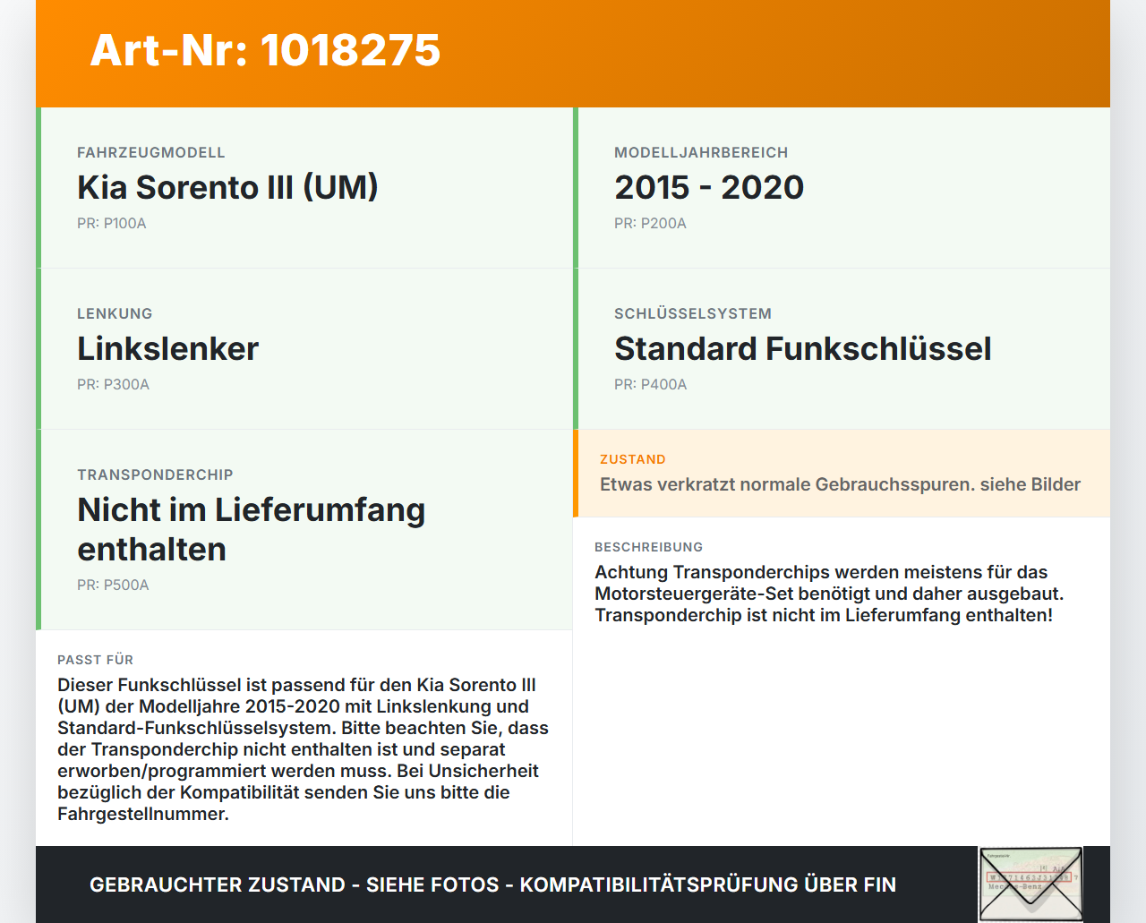 Kia Sorento III UM 15-20 Fernbedienung Funk Funkschlüssel Kia Sorento III UM 15-20 11.10.2018 gebraucht Vorschau 3