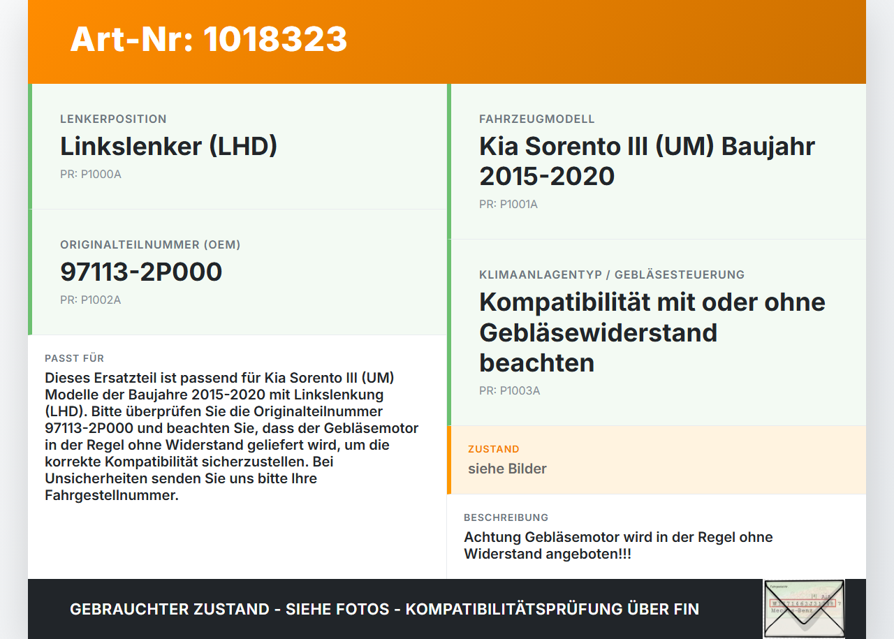 Kia Sorento III UM 15-20 Gebläsemotor Innenraumgebläse Heizgebläse Lüfter Kia Sorento III UM 15-20 11.10.2018... Vorschau 3