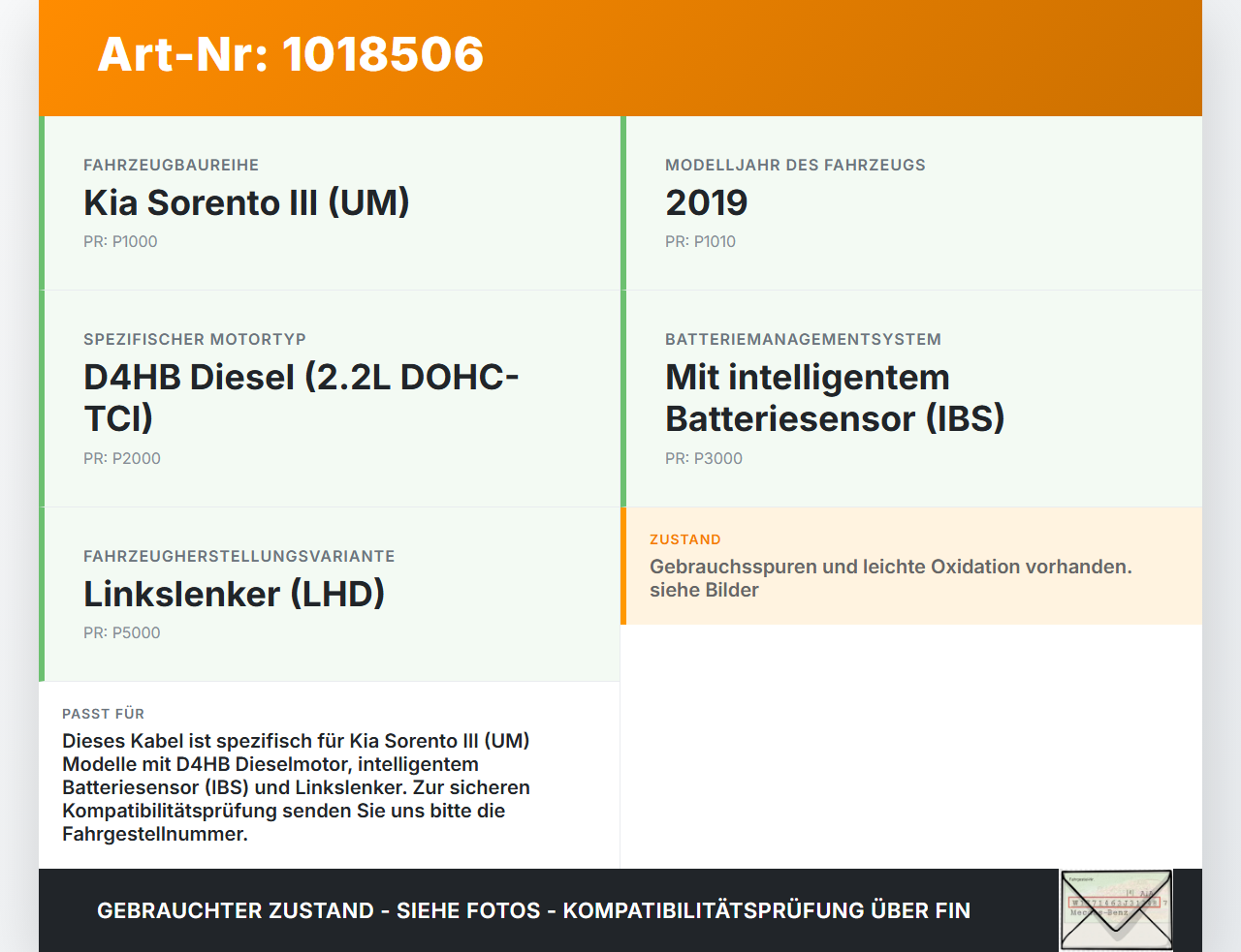 Kia Sorento III UM 15-20 Kabel Klemme IBS 200X Überwachung für Batterie Kia Sorento III UM 15-20 11.10.2018... Vorschau 3