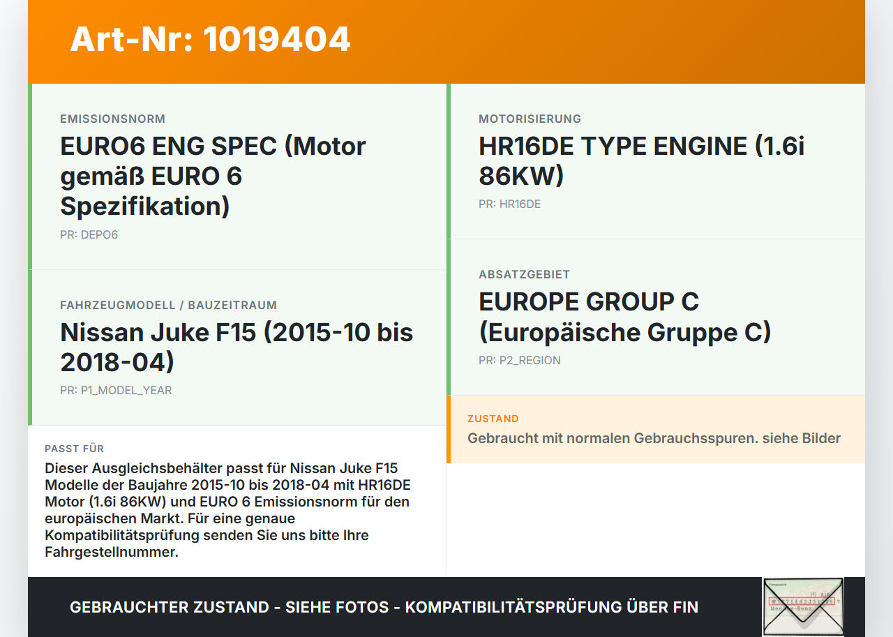 Nissan Juke F15 15-18 1,6i 86KW Ausgleichsbehälter für Kühlmittel Nissan Juke F15 15-18 01.01.2017 217101FA0A... Vorschau 3
