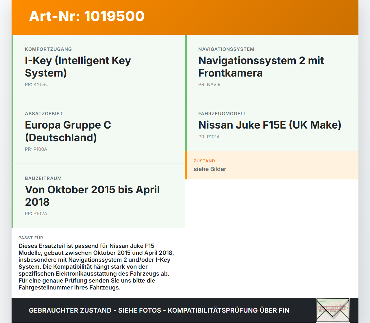 Nissan Juke F15 15-18 Antennenverstärker Weiche Antenne Nissan Juke F15 15-18 01.01.2017 EHQ5170410 gebraucht Vorschau 3