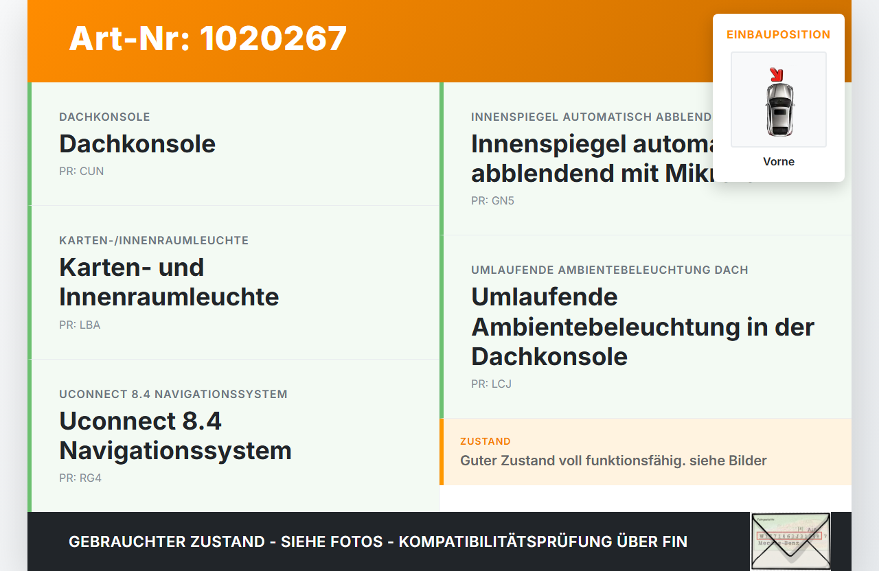 Jeep Cherokee KL 13-18 Innenleuchte Innenraumleuchte Vorne Jeep Cherokee KL 13-18 01.01.2017 1XF311DAAE... Vorschau 3