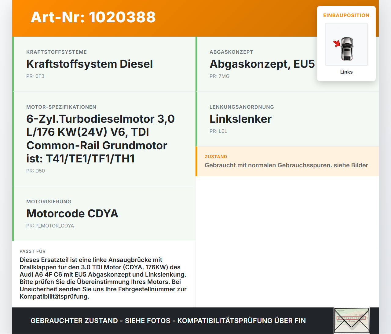 Audi A6 4F C6 08-11 TDI 3,0 176KW CDYA Ansaugbrücke Ansaugkrümmer m. Drallklappen Links Audi A6 4F C6 08-11... Vorschau 3