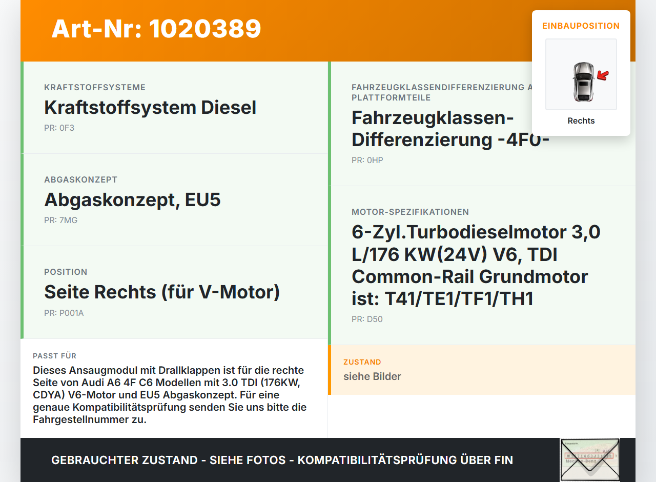 Audi A6 4F C6 08-11 TDI 3,0 176KW CDYA Ansaugbrücke Ansaugkrümmer m. Drallklappen Rechts Audi A6 4F C6 08-11... Vorschau 3