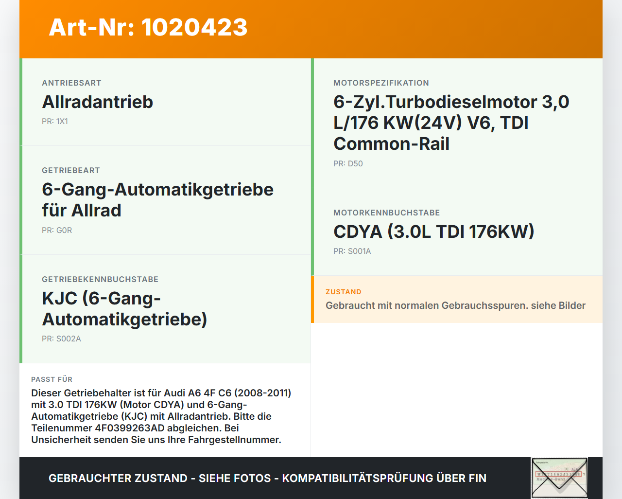 Audi A6 4F C6 08-11 TDI 3,0 176KW Getriebehalter Träger Lager für Getriebe Audi A6 4F C6 08-11 10.03.2009... Vorschau 3