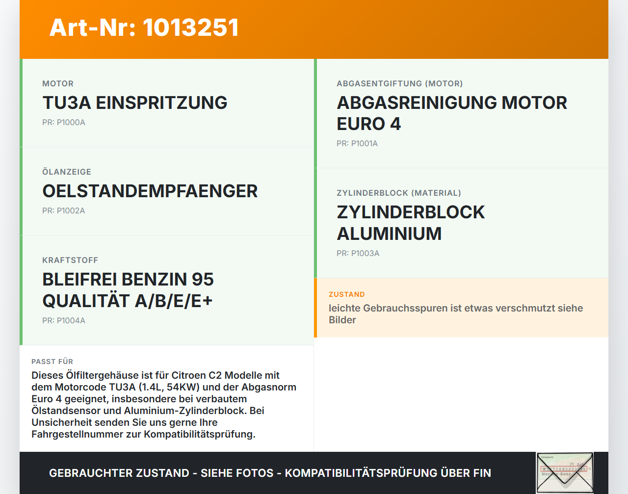 Citroen C2 JM 05-08 1,4 54KW TU3A KFV Ölfiltergehäuse Gehäuse Halter für Ölfilter Citroen C2 JM 05-08 20.10.2006... Vorschau 3
