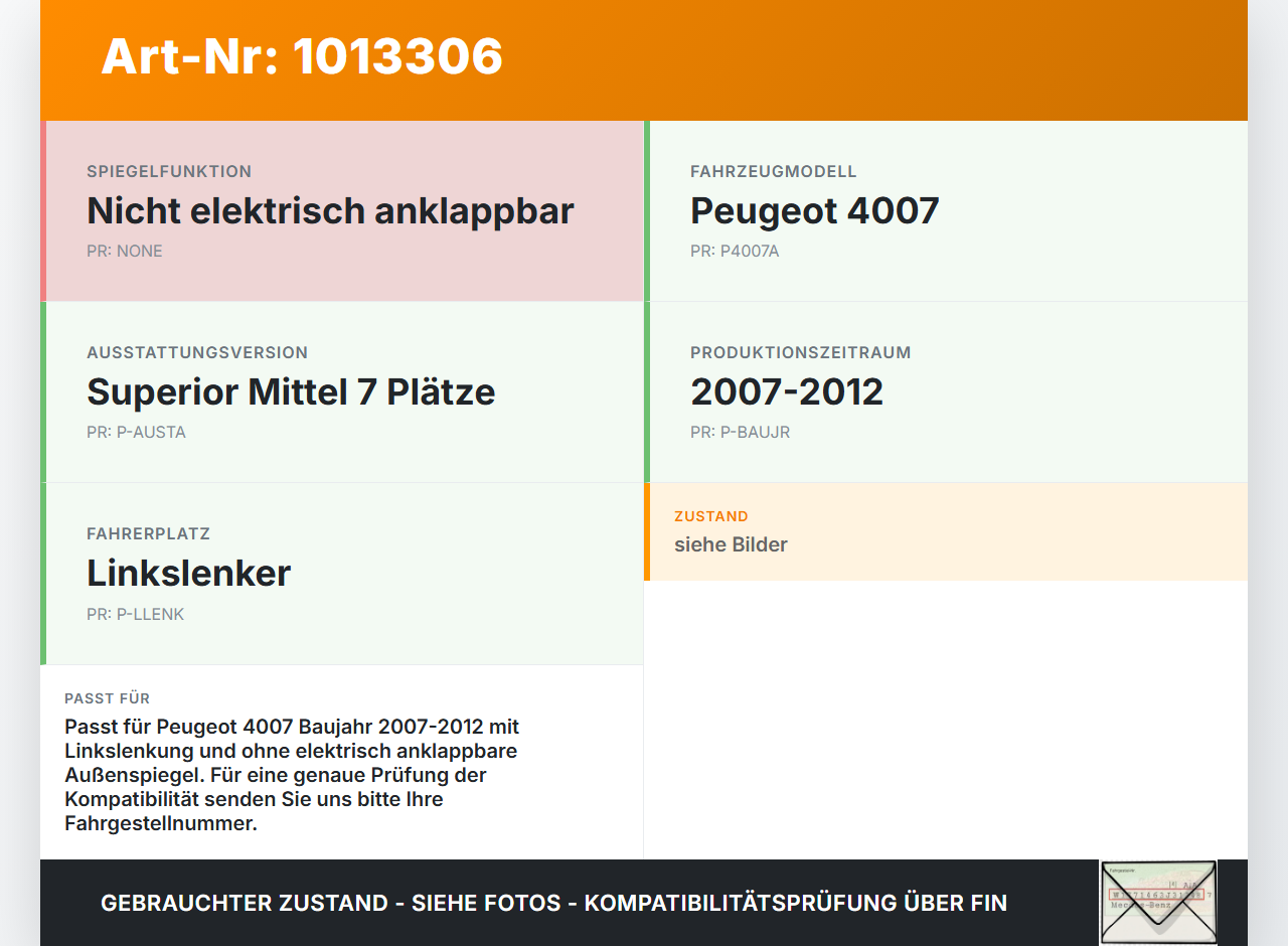 Peugeot 4007 GP 07-12 Spiegelverstellung Aussenspiegel Schalter Peugeot 4007 GP 07-12 27.09.2007 8183569 gebraucht Vorschau 3