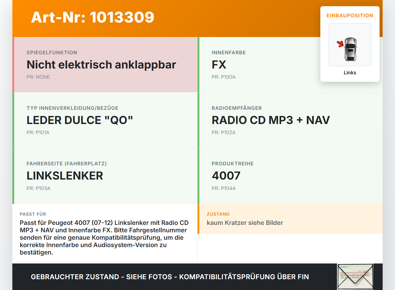 Peugeot 4007 GP 07-12 Hochtöner Lautsprecher Blende Spiegeldreieck Links Peugeot 4007 GP 07-12 27.09.2007 221A079... Vorschau 3