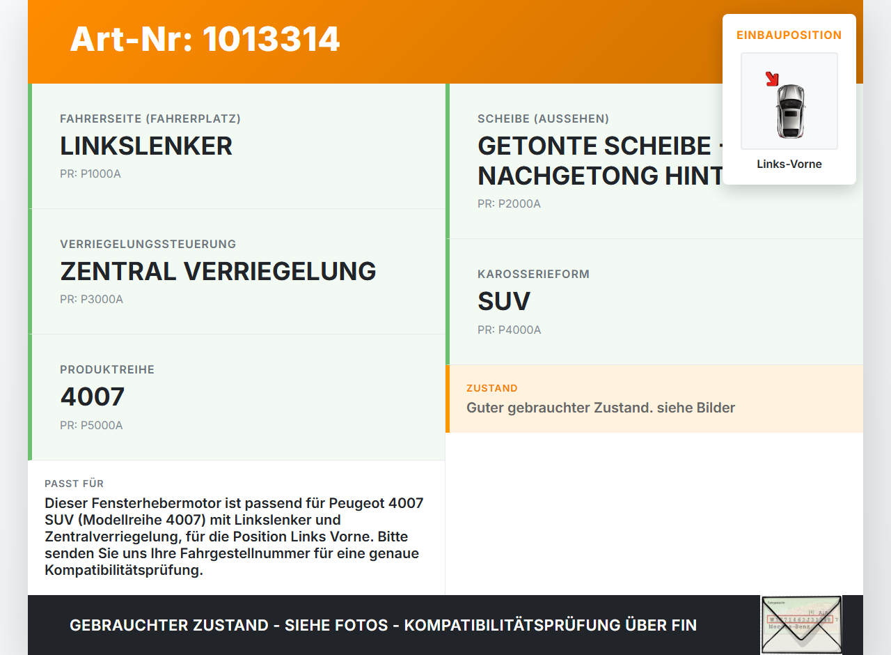 Peugeot 4007 GP 07-12 Fensterhebermotor Links Vorne Peugeot 4007 GP 07-12 27.09.2007 705160 gebraucht Vorschau 3